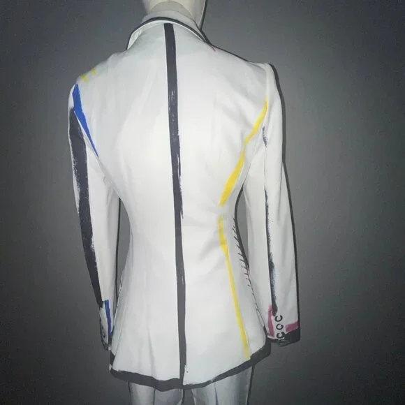 L'ATISTE COLOR ME BAD ARTSY PANTS SUIT GRAPHIC PAINTED CONTRASTING OUTLINE -  S - Picture 10 of 16